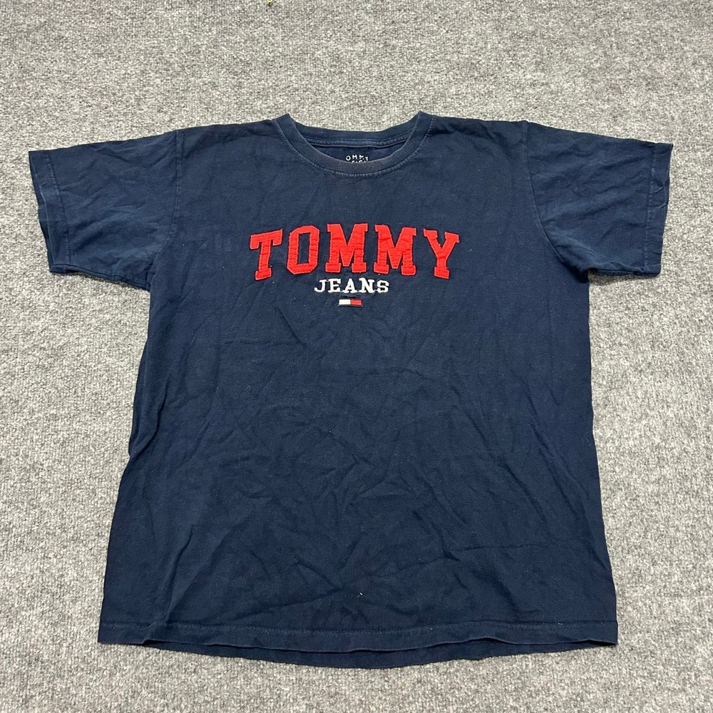 Tommy Hilfiger T-Shirt Mens Size L Navy Blue Tommy Jeans Logo Short Sleeve Tee